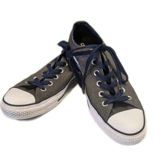 Converse All Stars gray & navy blue "double up" low top sneakers - 9 - Picture 1 of 8